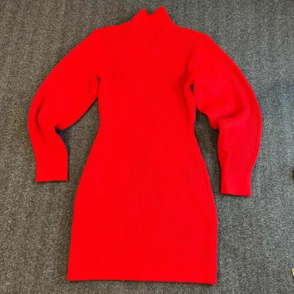 Women’s Valentines Oversized Chunky Y2K Red Ribbed Knit Dress Sz:S - Picture 2 of 5